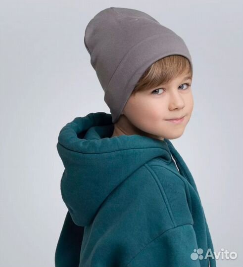 Шапка со снудом демисезонная для мальчика 50-52