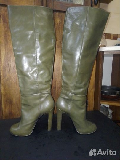 Сапоги женские демисезонные кожаные
