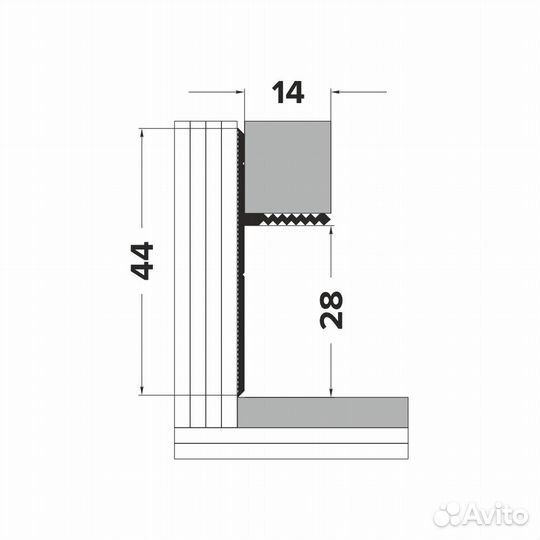 Плинтус алюминиевый напольный черный 44х15,2х2500 мм для скрытого монтажа