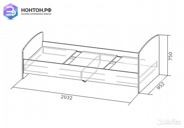 Кровать Рио 1 дуб делано / белый