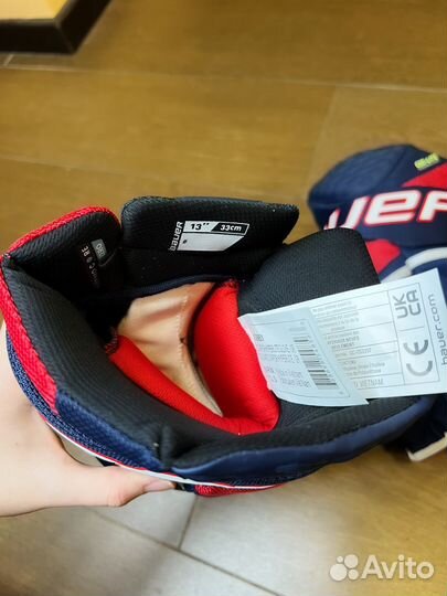 Краги хоккейные Bauer Hyperlite 13-14 син с крас