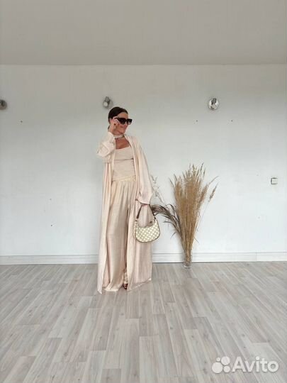 Костюм кимоно с широкими брюками палаццо жемчужн