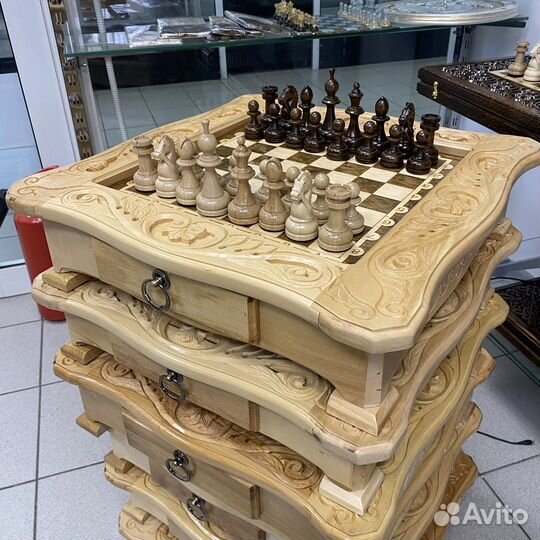 Шахматы 50 см из ореха без краски