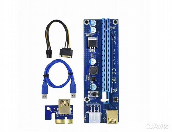 Райзер для видеокарт Riser PCI-E 1x-16x 6-PIN