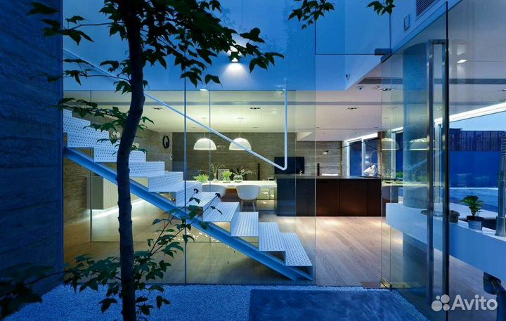 Стеклянные перила для лестниц