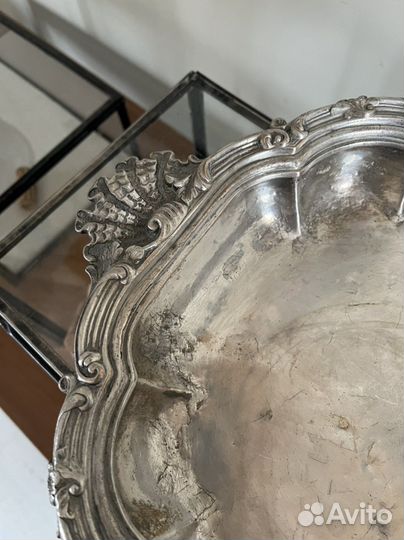 Блюдо антикварное 33х29 серебрение. Англия, 19 в