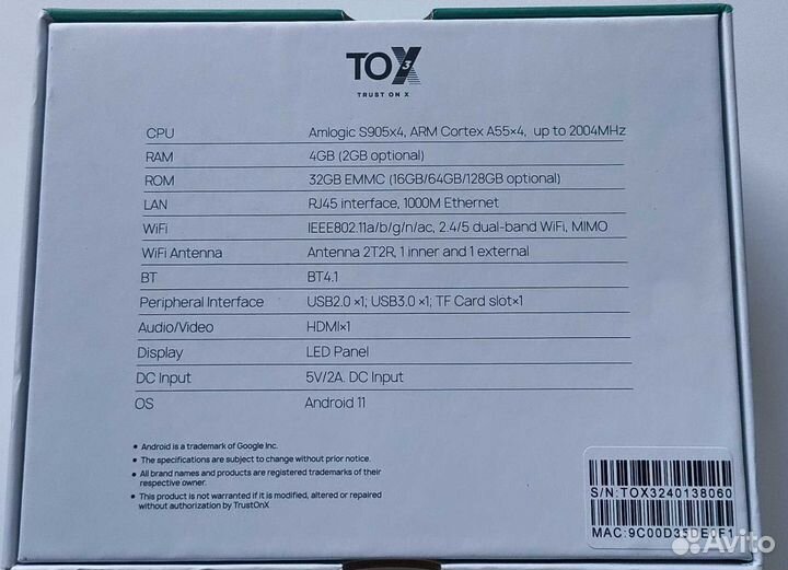 Смарт тв приставка TOX3 4 32 Android 11+ Ugoos аэр