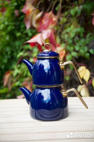 Чайник двойной, 3,8л, синий, Турция