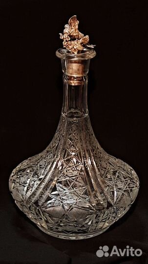 Графин хрустальный. Пробка серебро 84 курочки