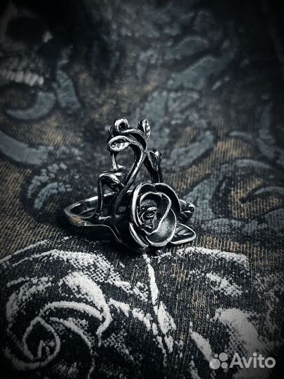 Кольцо Цветок посеребренный