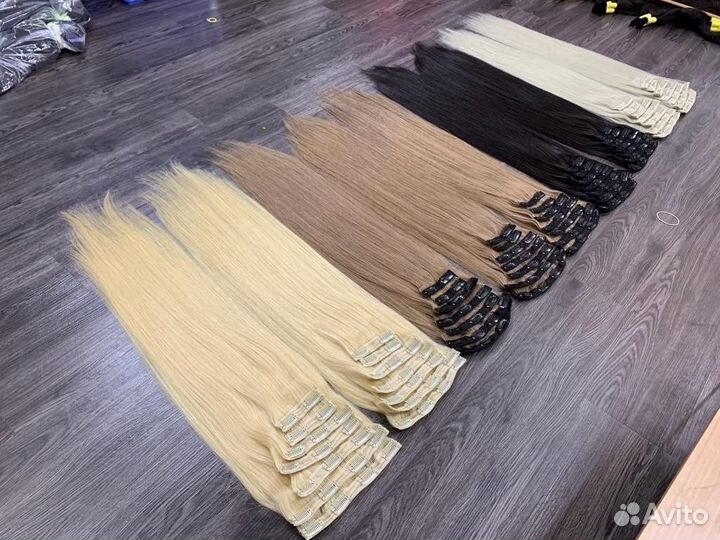 Натуральные волосы на заколках