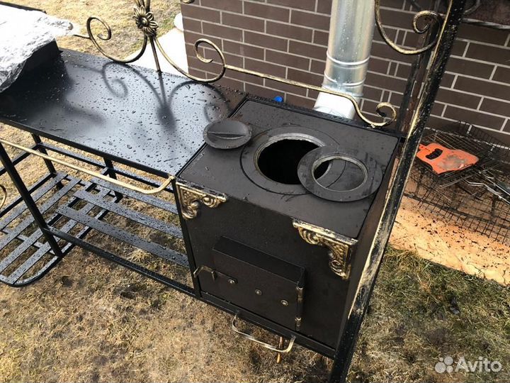 Кованый мангал с печкой