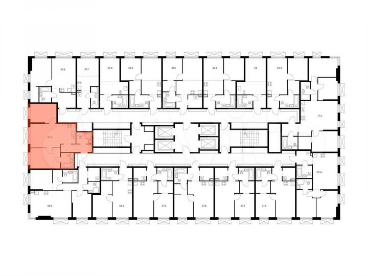 2-к. квартира, 54,2 м², 18/30 эт.