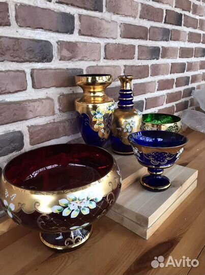 Конфетницы, фруктовницы Богемия смальта Чехословак