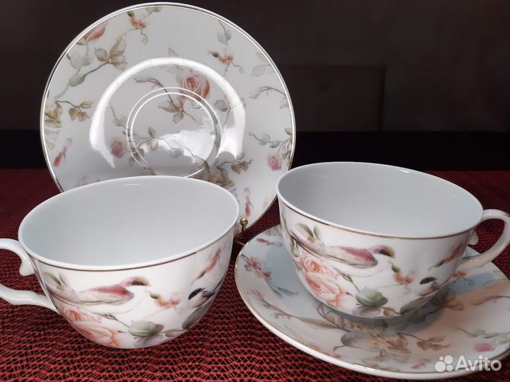 Набор Чайных пар (4 пр.) Певчие птички, 250 мл