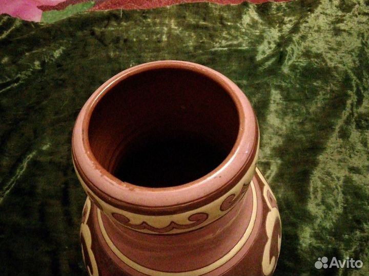 Ваза для цветов глина СССР с орнаментом