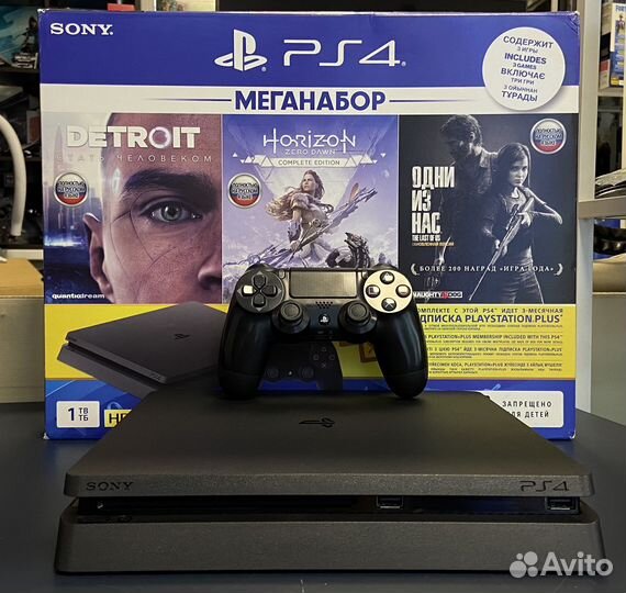 Sony Playstation 4 Slim 1tb + гарантия+ 3 игры
