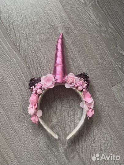 Ободок на голову рог единорога ручная работа