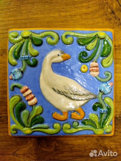Изразец Гусь. Керамика ручной работы