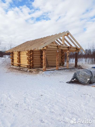 Сруб бани 6х6 с верандой из Костромы