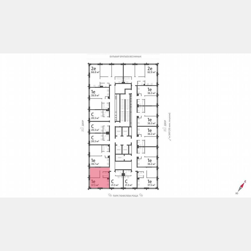 1-к. квартира, 37,5 м², 40/43 эт.