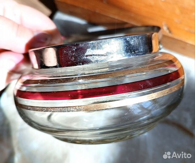 Сахарница стекло с ручкой СССР антиквариат