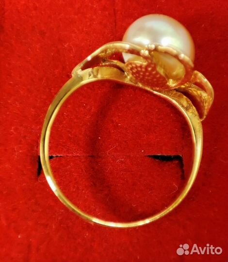 Кольцо сереб. Розовый Жемчуг культ. из коллекции
