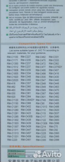 Универсальный пульт для телевизоров JVC