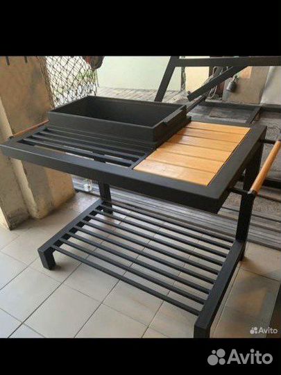 Мангал с печью под казан и крышей