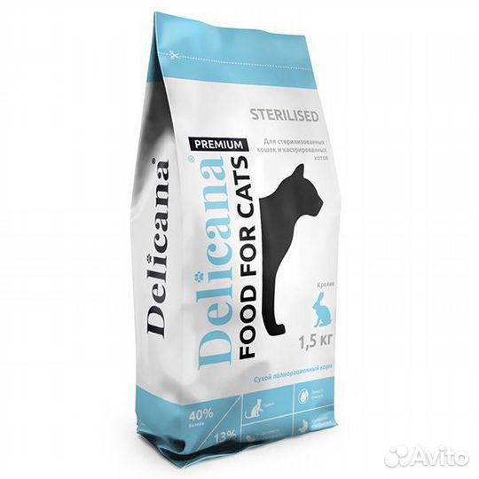 Корм для кошек Delicana 1,5кг кролик