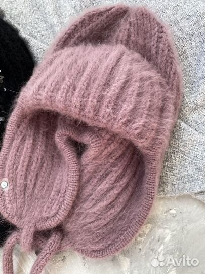 Ушанка из пуха норки, варежки