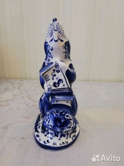 Гжель, коллекционная фигурка мышь 24 см