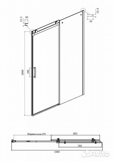 Душ. уголок Ambassador 90cm chrome 19021105hx-90hx