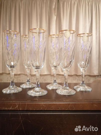 Фужер, бокал для шампанского 6, 12 штук, новые