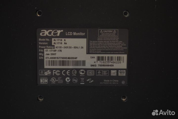 Монитор Acer 1716 A
