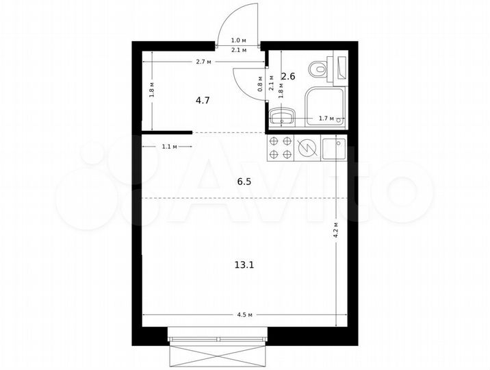 Квартира-студия, 26,9 м², 4/24 эт.