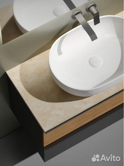 Мебель для ванной с раковиной из санфарфора и столешницей из керамогранита Sancos Delta 100 DL100GR+