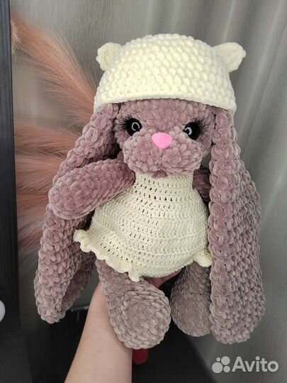 Заяц зайчик зайка Амигуруми ручная работа вязанный