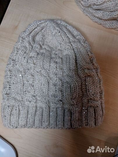 Комплект вязаные шапка и шарф