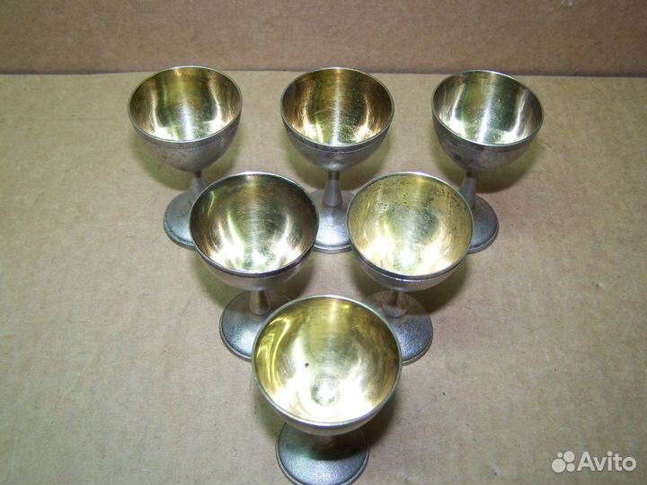 Рюмки серебряные с позолотой