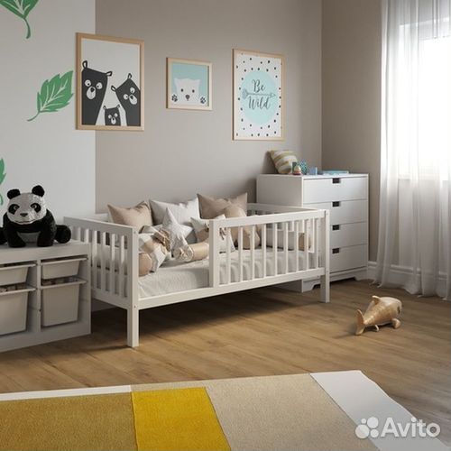 Кроватка берёза с бортиком сингл от 2х лет
