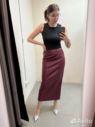 Юбка из экокожи