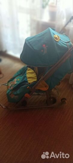 Детские санки коляска с колесами