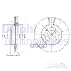 Диск торм. пер. вент.257x22 4 отв. BG2567 Delphi
