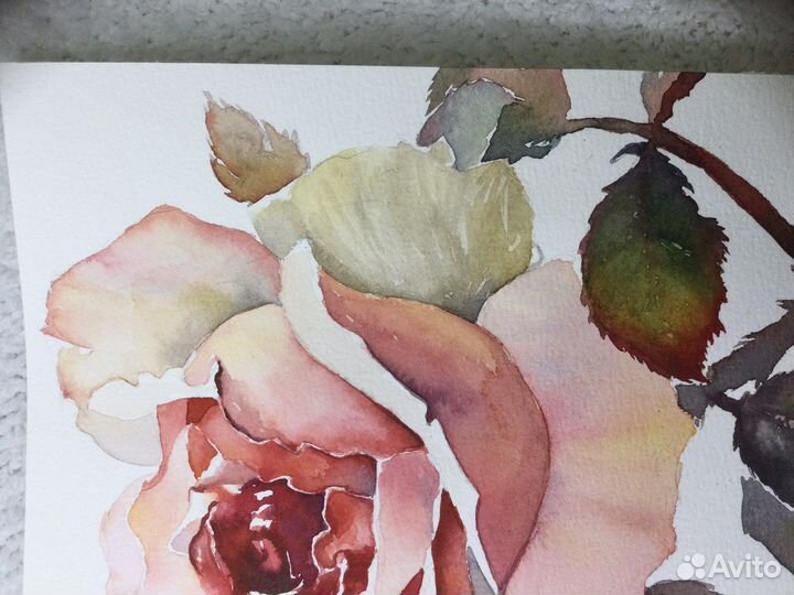 Картина акварель цветы «Роза»