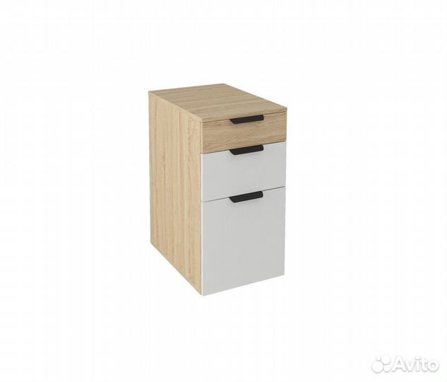 Тумба с тремя ящиками 400, сонома/белый