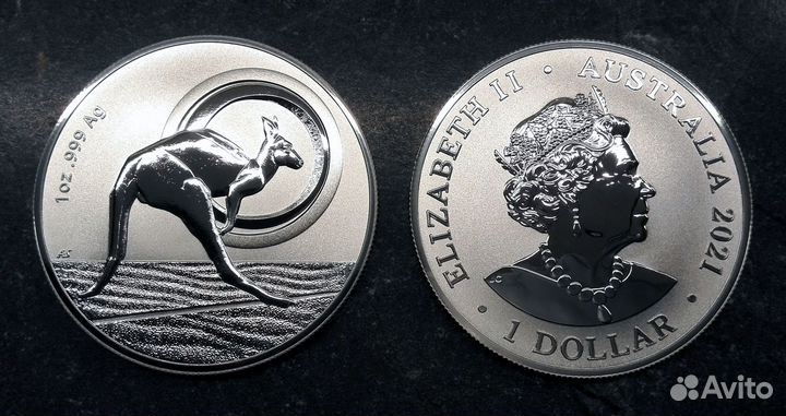 Серебряный Кенгуру, Австралия, 2021г, 1oz