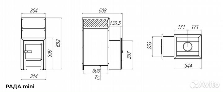 Печь Банная рада 4 мини