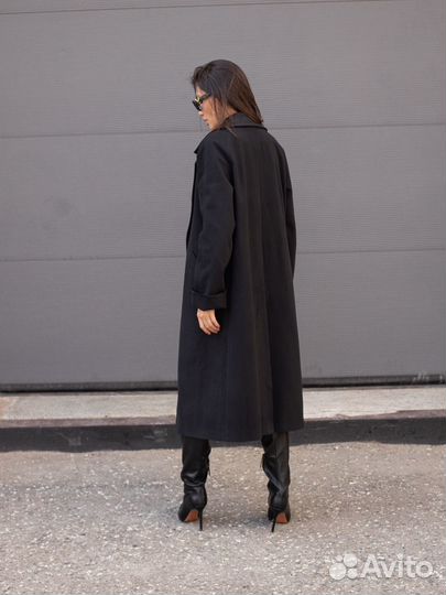 Пальто женское весна черное под замшу тренд