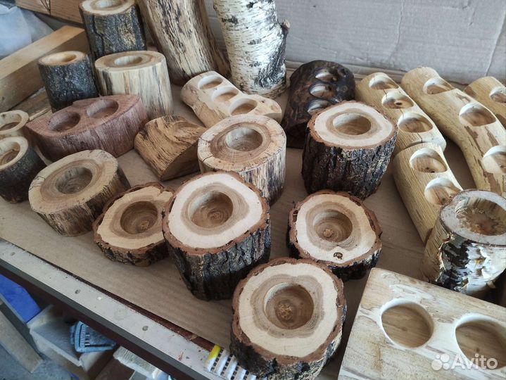 Подсвечники из дерева